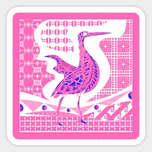 pink agami heron garza in ecopop talavera azulejo pattern in pop wallpaper Sticker